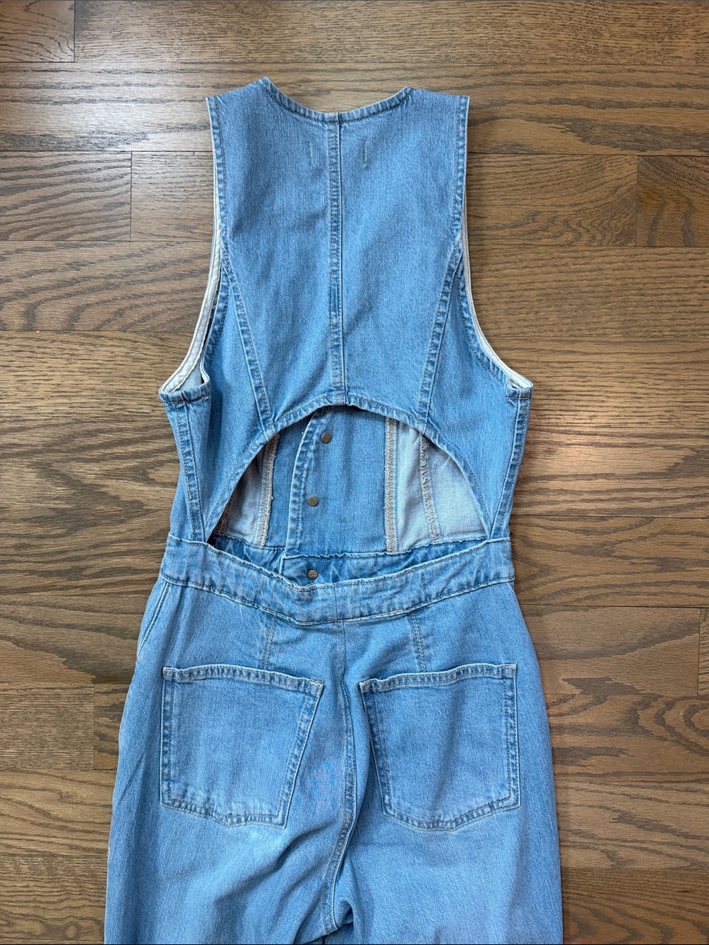 Free People Light Wash Denim Jumpsuit with Wide Legs (XS) - Picture 4 of 5